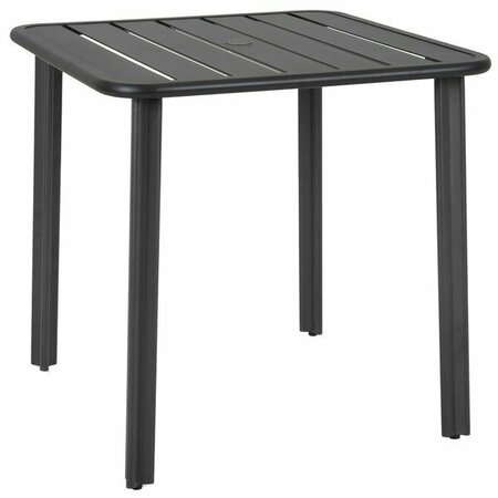 BFM SEATING BFM Vista 32'' Square Black Aluminum Outdoor / Indoor Standard Height Table with Umbrella Hole 163DVV3232BL